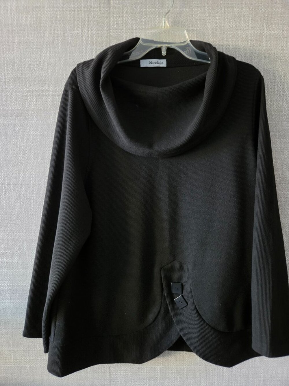 "Moonlight" women's cow neck black sweater, long sleeve size XL.